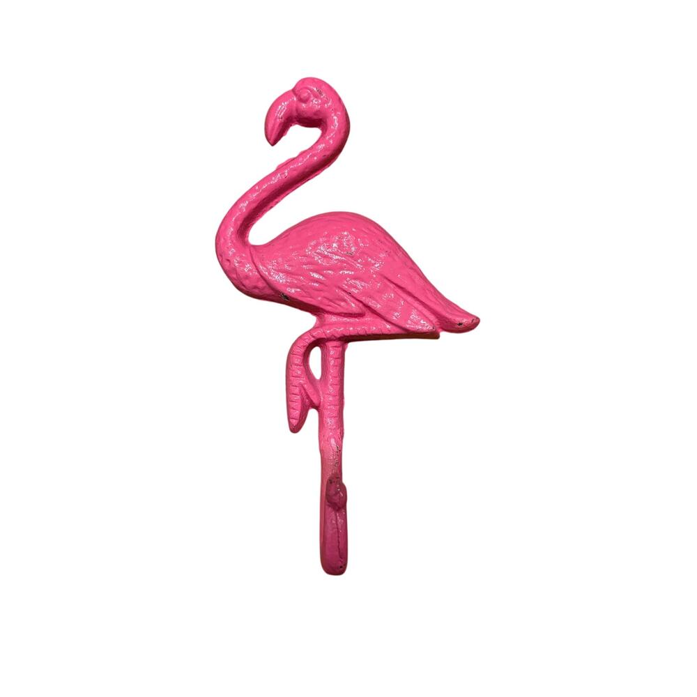Cast iron pink flamingo garment hook- New